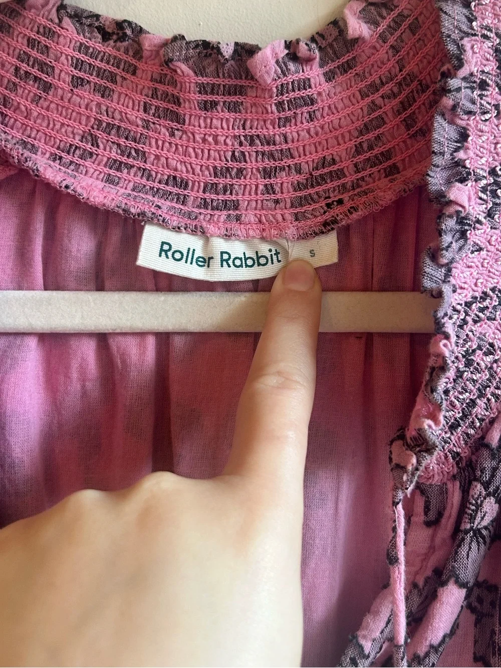 Anthropologie Roller Rabbit Smocked Waist Pink Floral Mini Dress